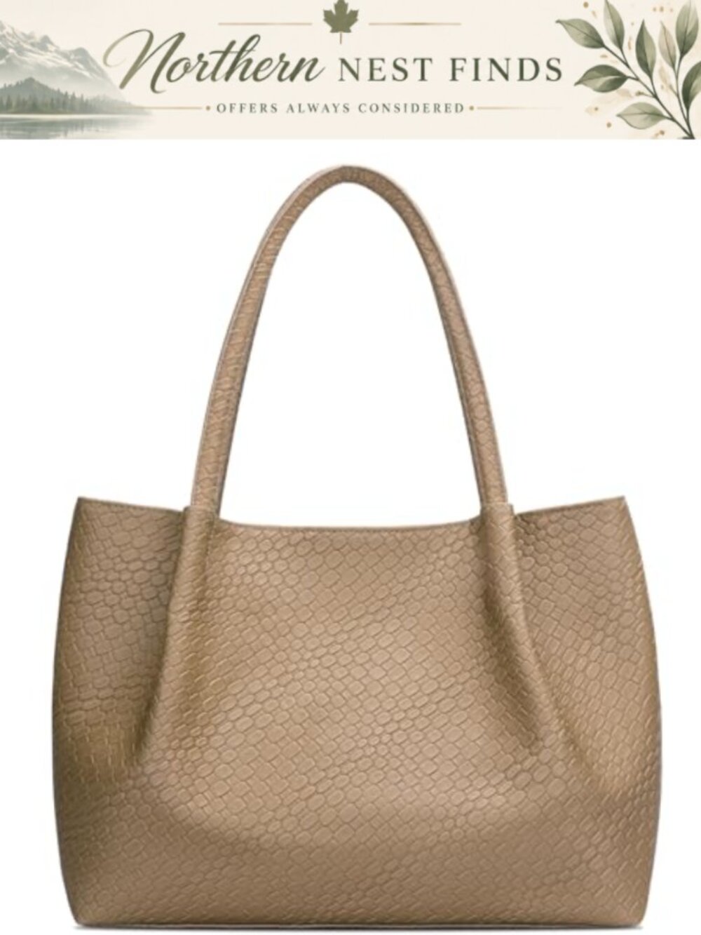 Vegan Leather Tote Bag Large Capacity Shoulder Purse Fits 15" Laptop Travel